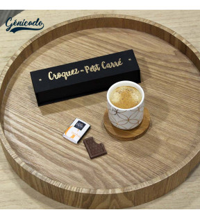 Coffret tablette chocolat carré fabriqué en France avec café - Génicado