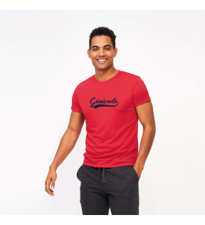 T-shirt personnalisé sport unisexe rouge avec logo imprimé sur la poitrine