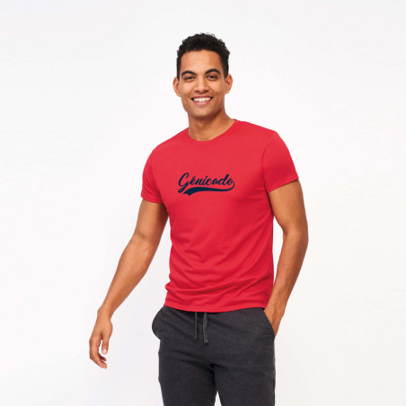 T-shirt personnalisé sport unisexe rouge avec logo imprimé sur la poitrine