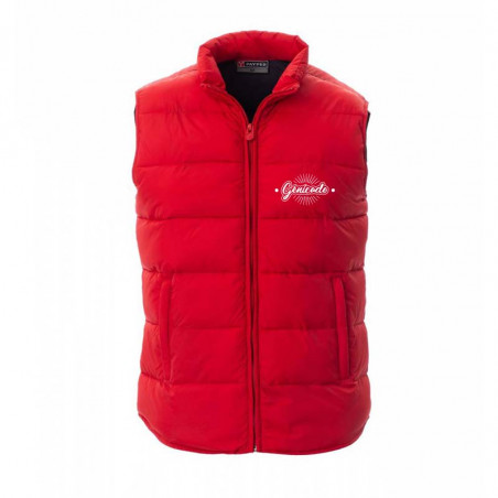 veste doudoune sans manche rouge effet duvet très chaud en polyester avec marquage - Génicado