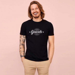 T-shirt col rond homme noir avec logo imprimé sur la poitrine