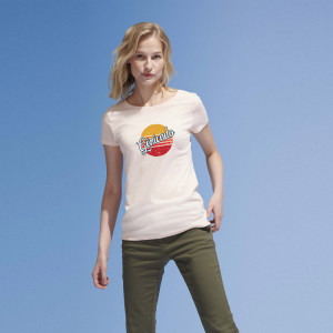 T-shirt femme manches courtes à personnaliser blanc avec visuel publicitaire imprimé