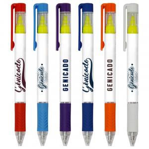 Pack de stylos surligneurs double fonctions avec logo - Génicado