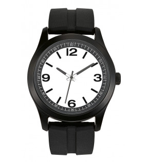 montre personnalisable avec bracelet noir et cadran blanc