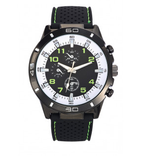 montre personnalisable avec bracelet noir et cadran noir et vert