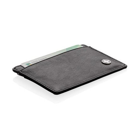 Porte-cartes en PU simili cuir noir avec protection RFID et anti vol