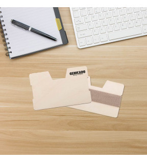Porte-cartes de crédit personnalisé en bois avec bande élastique - Génicado