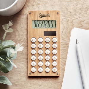 Calculatrice en bois de bambou personnalisable