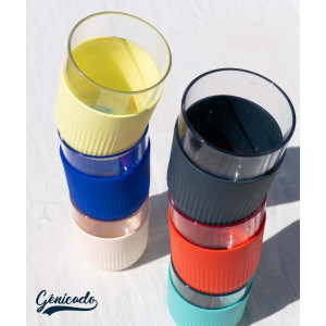 Gobelet verre avec choix coloris de coque de protection made in France - Génicado