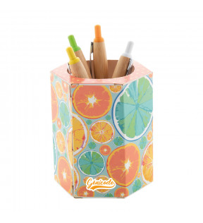 Pot à crayons personnalisé en carton forme hexagonale made in Europe - Génicado