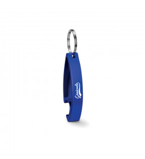 Porte-clé décapsuleur bleu en aluminium marquage tampographie ou gravure - Génicado