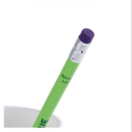 Crayon à papier éco-responsable made in France avec gomme et corps de couleur