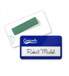 Badge aimant avec une étiquettte papier pour écrire son prénom - Génicado