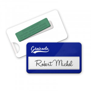 Badge aimant avec une étiquettte papier pour écrire son prénom - Génicado