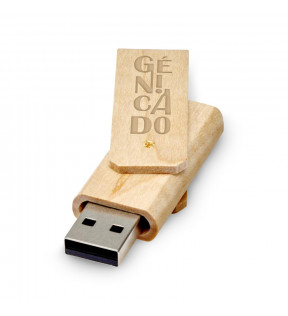 clé usb bois rotative gravé avec logo Génicado