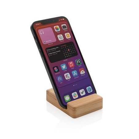 Support téléphone en bambou avec smartphone en position verticale
