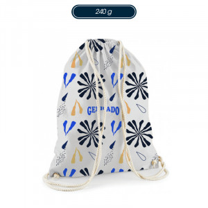 sac à cordelettes fabriqué en France en coton très léger customisable quadri numérique - Génicado