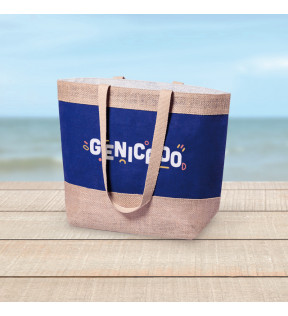 sac de plage en coton et jute personnalisable avec logo