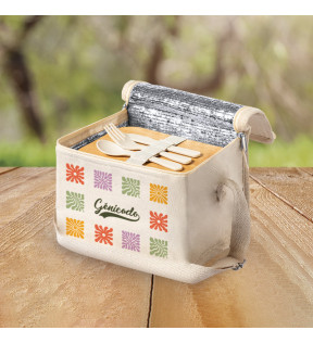 sac isotherme personnalisé coton doublé avec sa lunch box