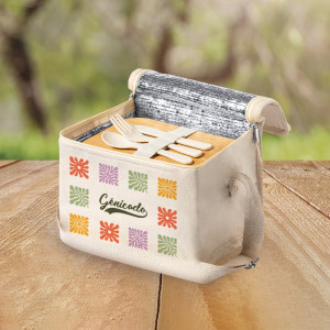 sac isotherme personnalisé coton doublé avec sa lunch box