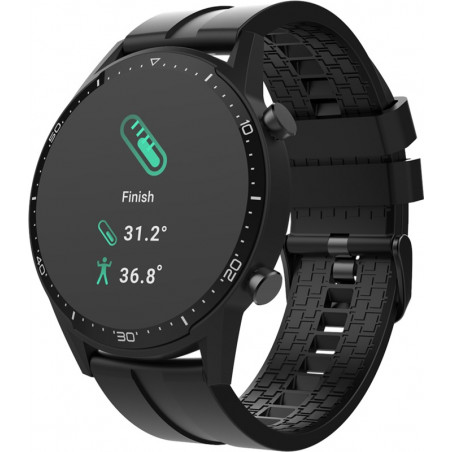 bracelet montre connectée noire avec thermomètre et caméra intégrée batterie rechargeable
