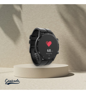 bracelet montre connectée noire avec thermomètre et caméra intégrée - Génicado