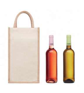 sac en toile de jute personnalisable pour offrir 2 bouteilles