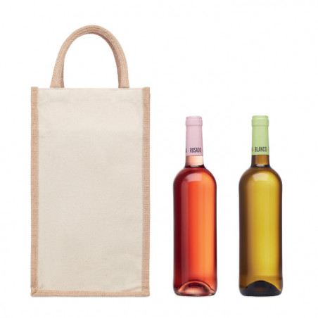 sac en toile de jute personnalisable pour offrir 2 bouteilles