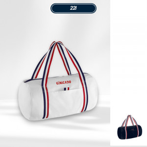 sac de voyage blanc personnalisé avec anses tricolores