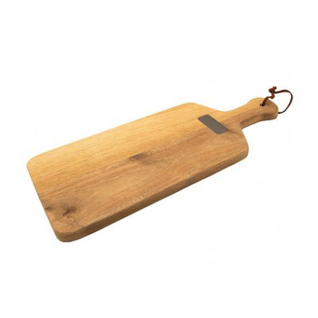planche à découper bois d'acacia avec un lien en cuir pour l'accrocher