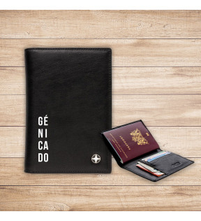 porte-passeport personnalisé noir
