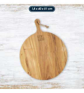 planche à découper bois originale en forme rond avec exemple marquage logo - Génicado