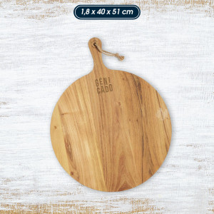 planche à découper bois originale en forme rond avec exemple marquage logo - Génicado