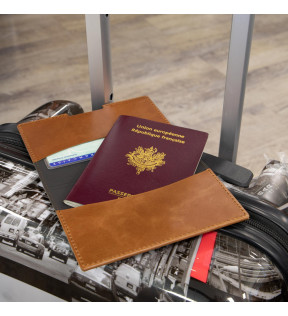 protege passeport personnalisable en cuir