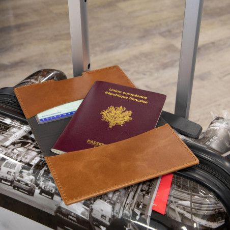 protege passeport personnalisable en cuir