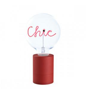 Lampe de bureau élégante avec un message et socle rouge - Génicado