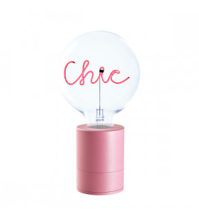Lampe de bureau élégante avec un message et socle rose