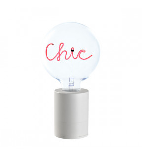 Lampe de bureau élégante avec un message et socle blanc