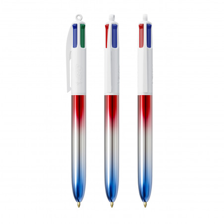 Stylo BIC 4 couleurs collection couleur de drapeau de France métallisée