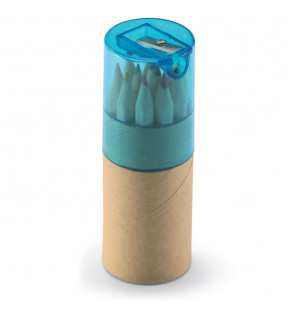 Tube 12 crayons de couleur bleu - Génicado