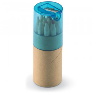 Tube 12 crayons de couleur bleu - Génicado