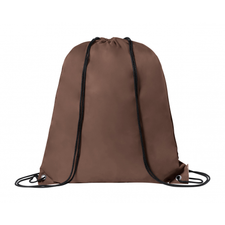 sac à cordelettes marron en polyester imperméable avec cordon de serrage noir