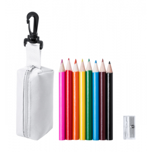 Set 8 crayons de couleur étui zippé blanc - Génicado