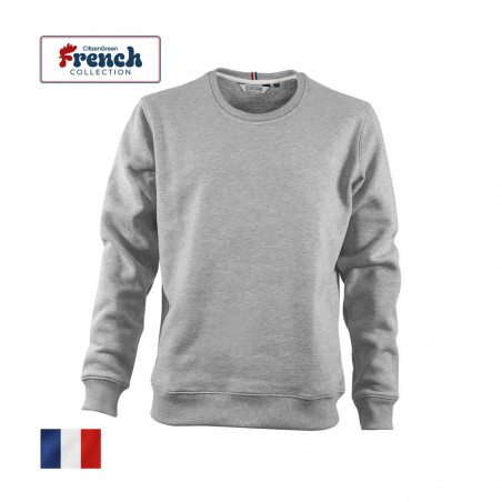 sweat shirt personnalisé gris chiné made in France 360 gr/m2