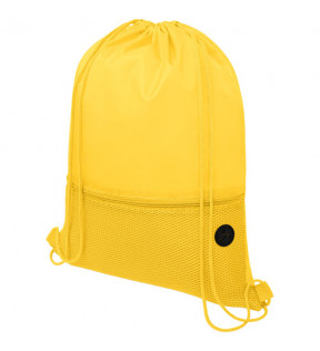 sac cordon jaune avec une poche zippée en polyester et cordon de serrage couleur assorti