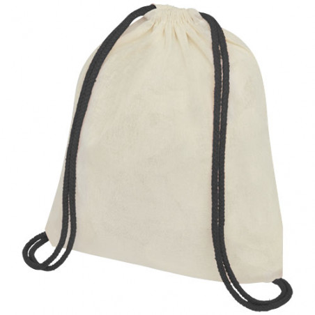 sac à cordelette en coton avec cordon de serrage noir