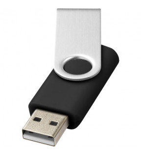 clé USB noir rotative en plastique et aluminium