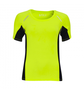 T-shirt sport femme personnalisé manches courtes jaune fluo