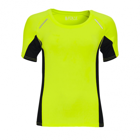 T-shirt sport femme personnalisé manches courtes jaune fluo