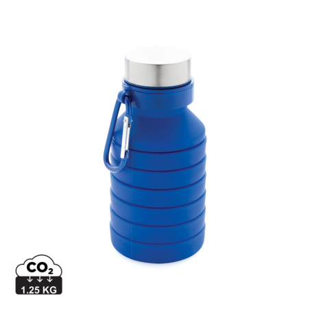 bouteille d'eau réutilisable et pliable bleue 500 ml en silicone